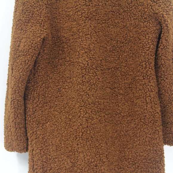 Zara Teddy Bear Coat XS NEW Women Brown Fuzzy Winter Jacket Faux Shearling - Picture 8 of 10
